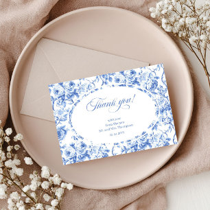 Cartão de Agradecimento de Casamento Clássico Navy