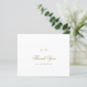 Cartão de Agradecimento de Casamento Clean Gold Cl