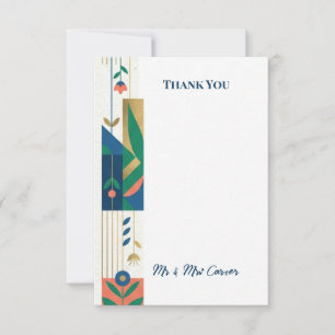 Cartão de Agradecimento de Casamento Colorido Art