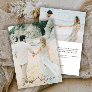 Cartão de Agradecimento de Casamento com 2 Fotos E