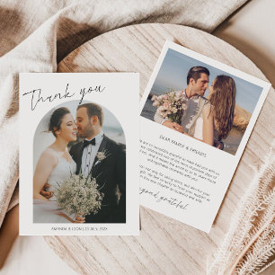 Cartão de Agradecimento de Casamento com 2 Fotos e