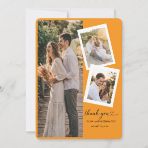 Cartão de Agradecimento de Casamento com 3 Fotos