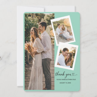 Cartão de Agradecimento de Casamento com 3 Fotos