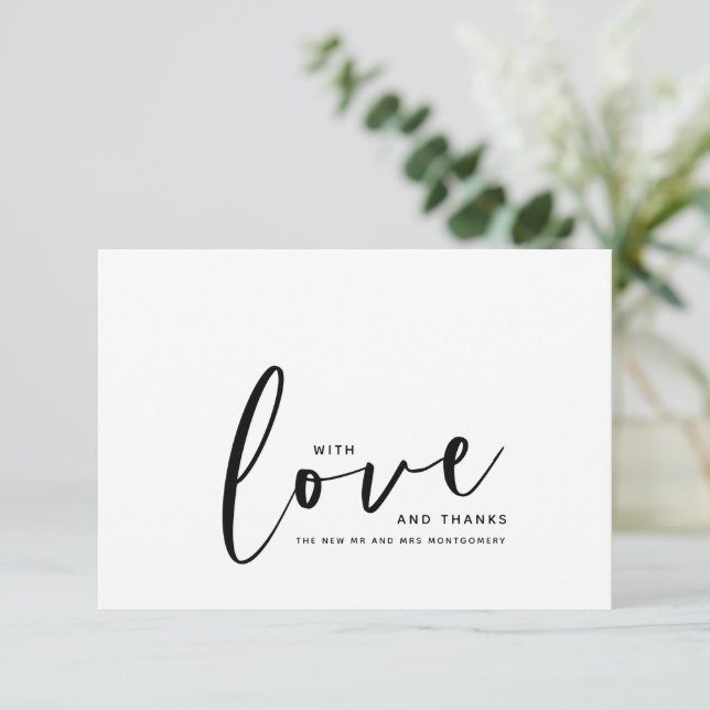Cartão de Agradecimento de Casamento Com Amor e Gr (Em pé/Frente)