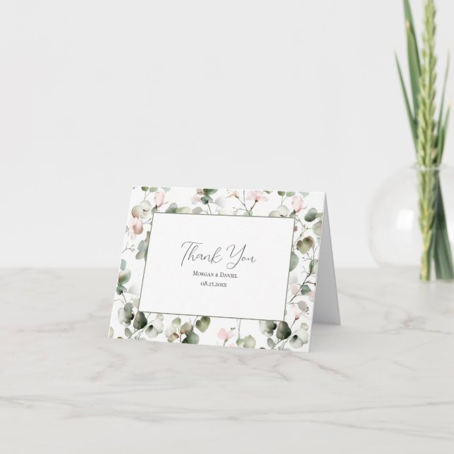 Cartão de Agradecimento de Casamento com Aquarela  (Frente)