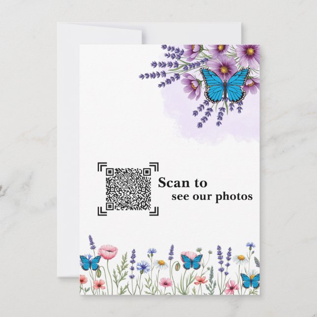 Cartão de Agradecimento de Casamento com Aquarela  (Verso)