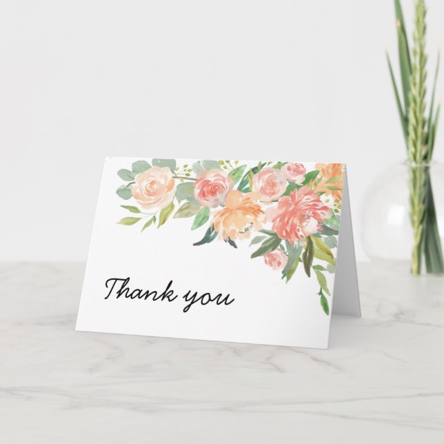 Cartão de Agradecimento de Casamento com Aquarela  (Frente)