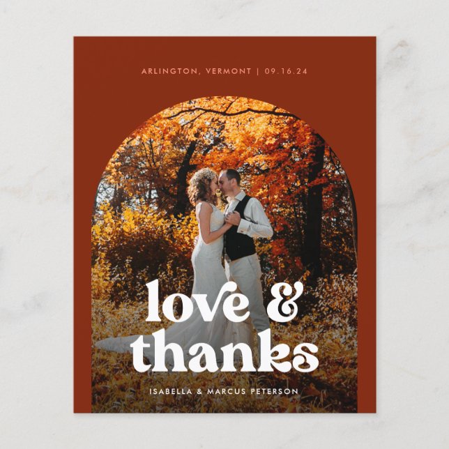 Cartão de Agradecimento de Casamento com Arco Boho (Frente)