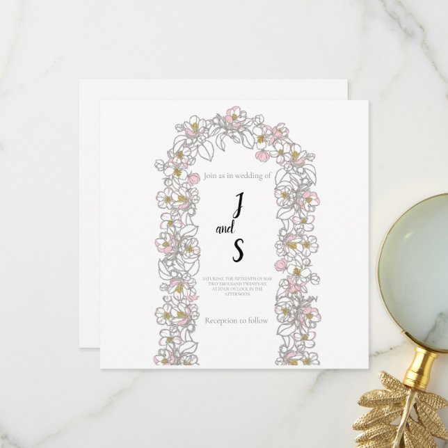 Cartão de agradecimento de casamento com arco mode (Frente/Verso In Situ)