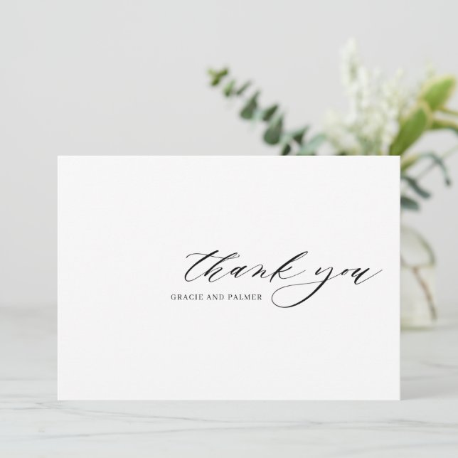 Cartão de Agradecimento de Casamento com Caligrafi (Em pé/Frente)