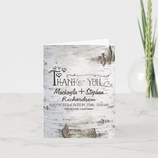 cartão de agradecimento de casamento com casca de  (Frente)