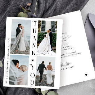Cartão de agradecimento de casamento com colagem d