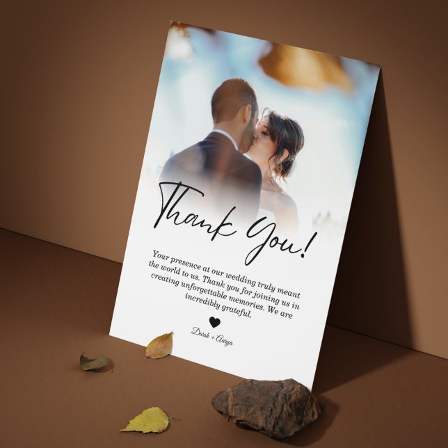 Cartão de Agradecimento de Casamento com Colagem d (Minimalist Photo Collage Wedding Thank You Card)
