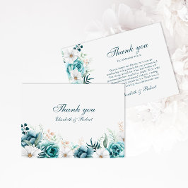 Cartão de Agradecimento de Casamento com Flor Silv