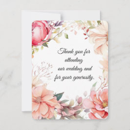 Cartão de Agradecimento de Casamento com Floral em