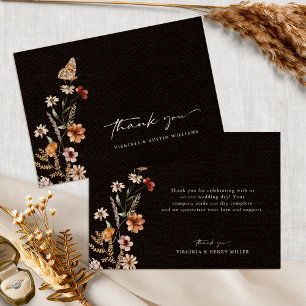 Cartão de Agradecimento de Casamento com Floral Pr