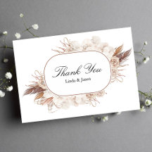 Cartão de Agradecimento de Casamento com Flores de