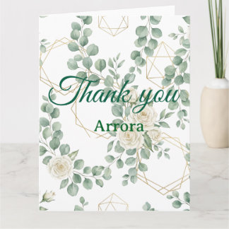 Cartão de Agradecimento de Casamento com Flores de