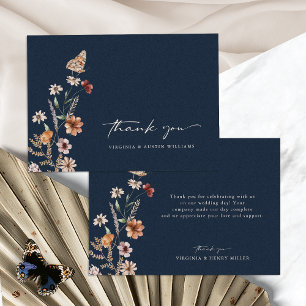 Cartão de Agradecimento de Casamento com Flores em