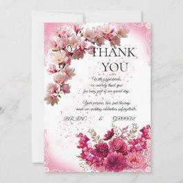 Cartão de Agradecimento de Casamento com Flores Ro