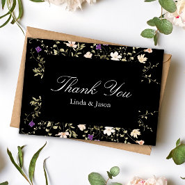 Cartão de Agradecimento de Casamento com Flores Se