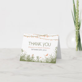 Cartão de agradecimento de casamento com flores si