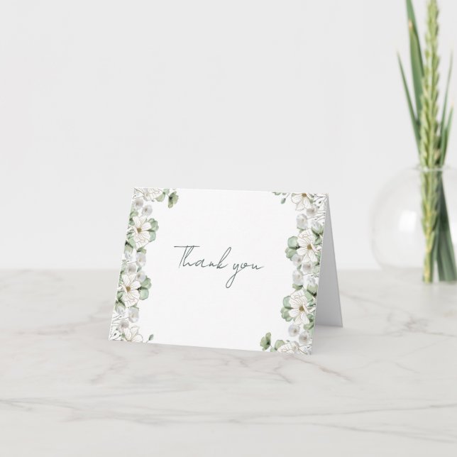 Cartão de Agradecimento de Casamento com Flores Si (Frente)
