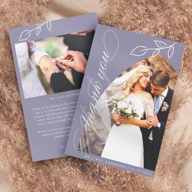 Cartão de Agradecimento de Casamento com Folha Bot (Criador carregado)