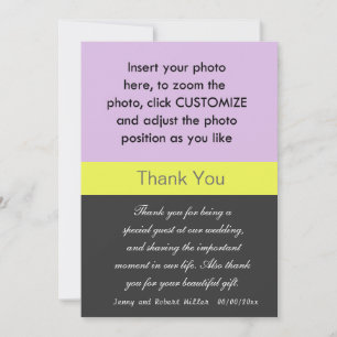 Cartão de agradecimento de casamento com foto.