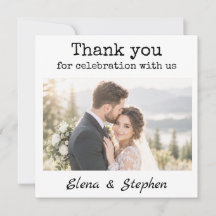 Cartão de agradecimento de casamento com foto