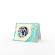 Cartão de Agradecimento de Casamento com Foto Azul