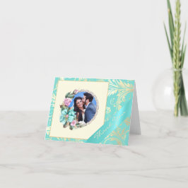 Cartão de Agradecimento de Casamento com Foto Azul