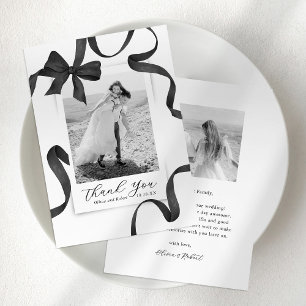 Cartão de Agradecimento de Casamento com Foto Blac