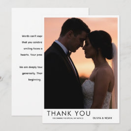 Cartão de Agradecimento de Casamento com Foto Clás