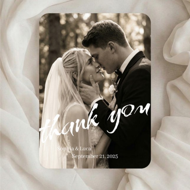 Cartão de Agradecimento de Casamento com Foto Clás (Criador carregado)