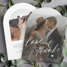 Cartão de agradecimento de casamento com foto de a