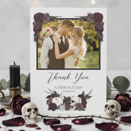 Cartão de Agradecimento de Casamento com Foto de C