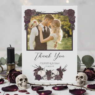 Cartão de Agradecimento de Casamento com Foto de C