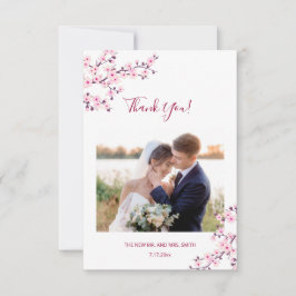 Cartão de Agradecimento de Casamento com Foto de C