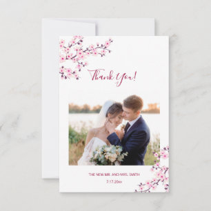 Cartão de Agradecimento de Casamento com Foto de C