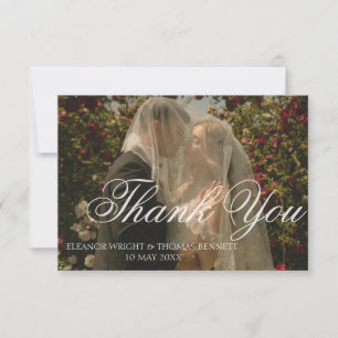 Cartão de Agradecimento de Casamento com Foto de F