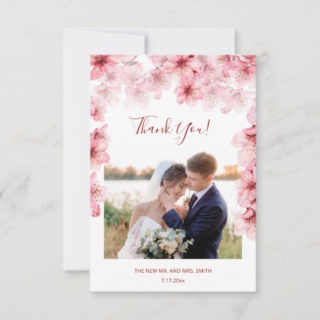 Cartão de Agradecimento de Casamento com Foto de F (Frente)