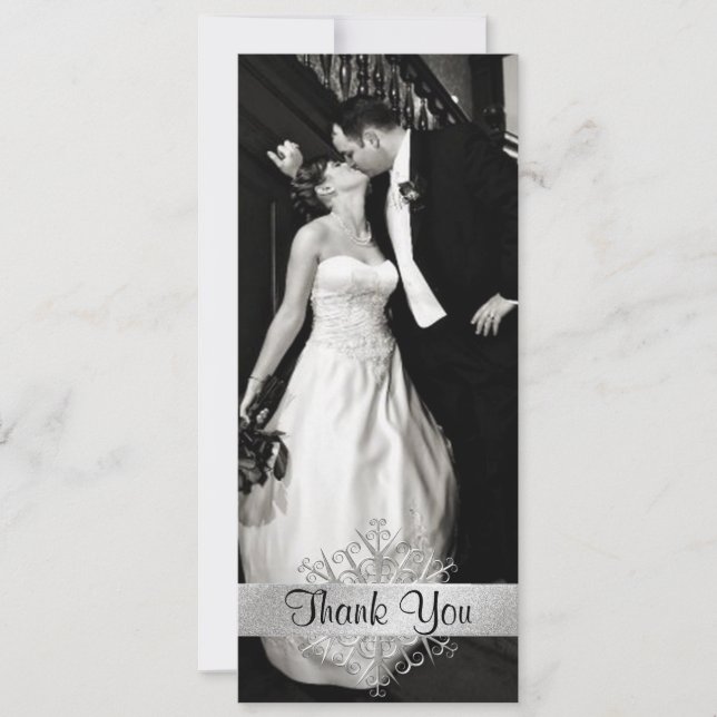 Cartão de Agradecimento de Casamento com Foto de F (Frente)