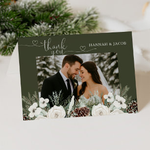 Cartão de Agradecimento de Casamento com Foto de P