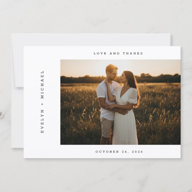 Cartão de Agradecimento de Casamento com Foto de R (Frente)