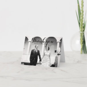 Cartão de Agradecimento de Casamento com Foto e Le