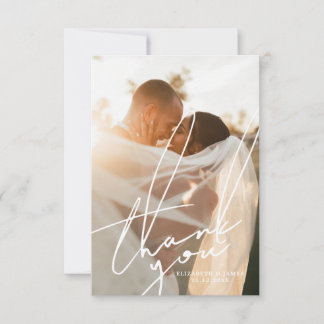 Cartão de Agradecimento de Casamento com Foto e Le