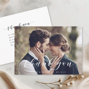Cartão de Agradecimento de Casamento com Foto e Le