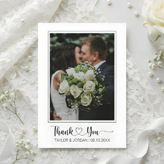 Cartão de Agradecimento de Casamento com Foto e Le