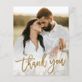Cartão de Agradecimento de Casamento com Foto e Le